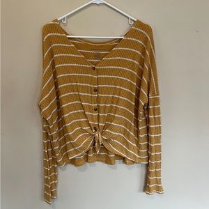 American eagle yellow striped blouse